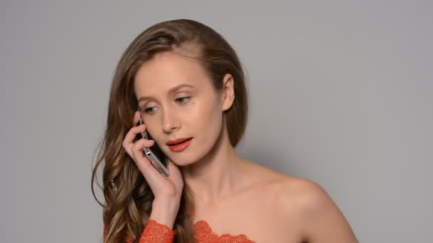 Happy woman phone talking. - Video, Çekim