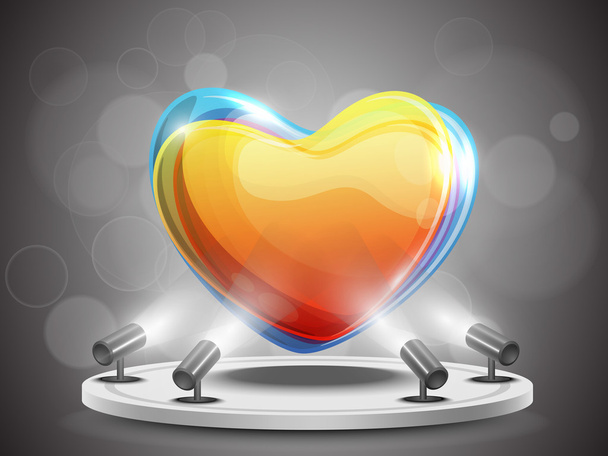 Shining Colorful Heart presentation on Stand Banner or Template - Vector, Image