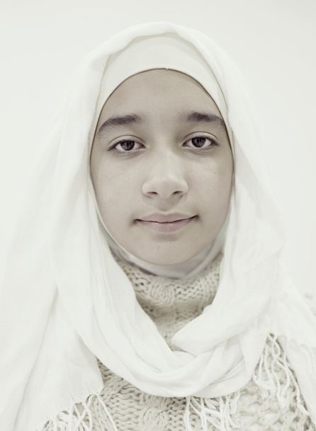 Portrait of beautiful arabian girl with hijab - 写真・画像