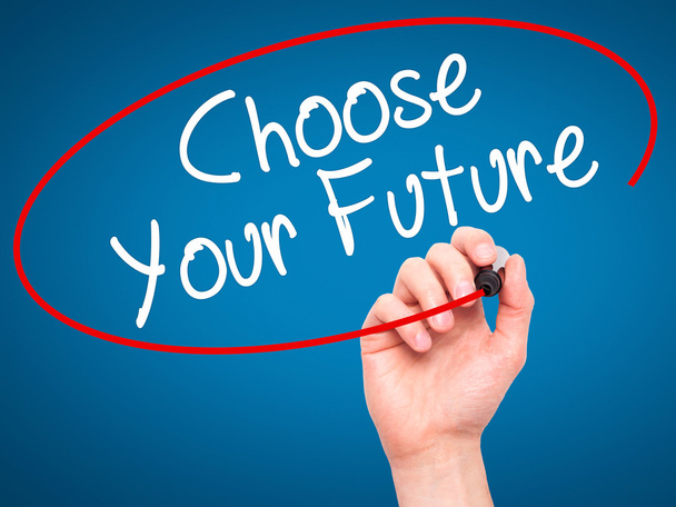 Man Hand writing Choose your Future with black marker on visual  - Photo, Image