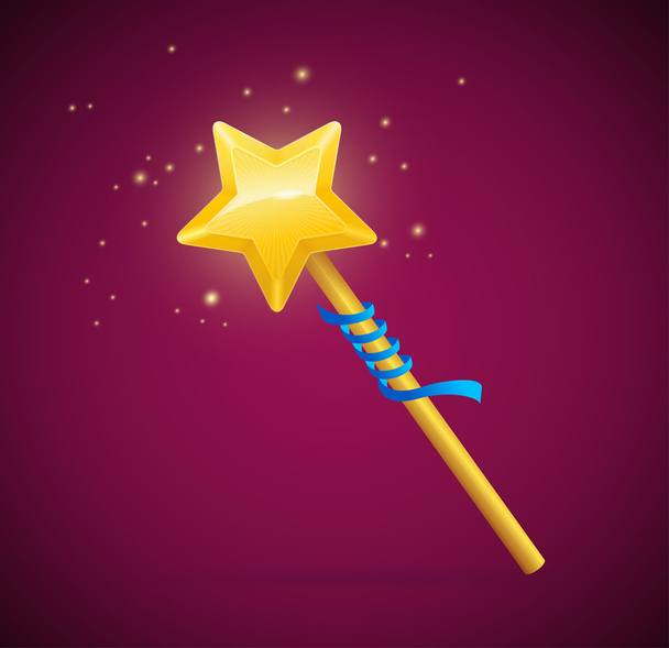 輝く星を持つ魔法の杖。ベクトル - ベクター画像