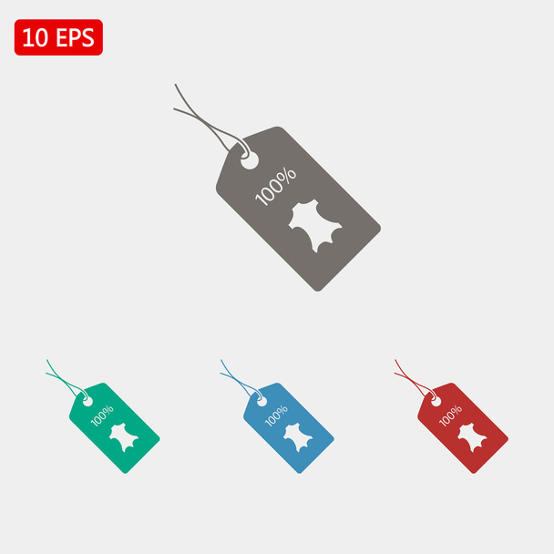 100% leather tag icons set - Vector, Image