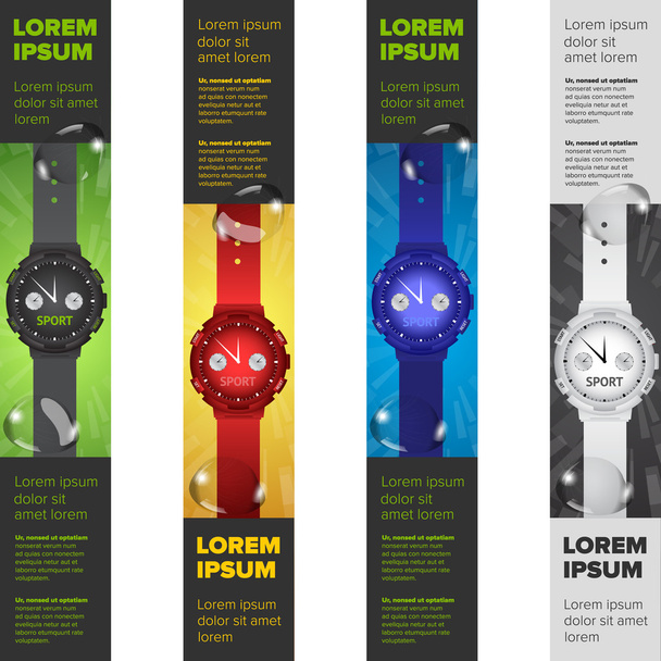 Banners set with watches - Vector, Image
