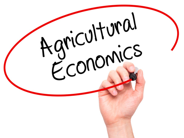 Mies Käsin kirjoittaminen Agricultural Economics musta merkki vastaan
 - Valokuva, kuva