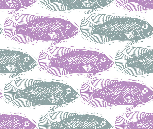 Seamless pattern with fishes - Διάνυσμα, εικόνα