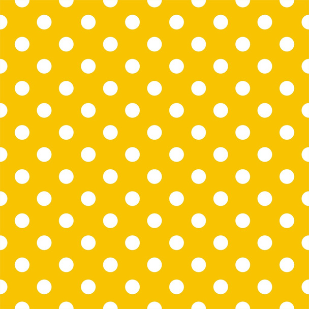 Polka dots on yellow background retro seamless vector pattern - Vector, Image