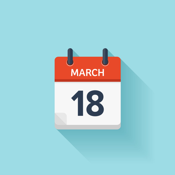 March 18. Vector flat daily calendar icon. Date and time, day, month. Holiday. - ベクター画像