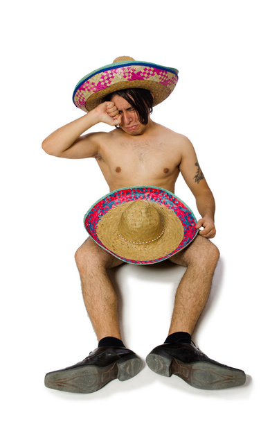 Naked mexican man isolated on white - Photo, Image