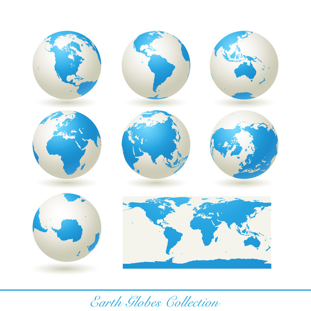 aarde globes collectie-blauw - Vector, afbeelding