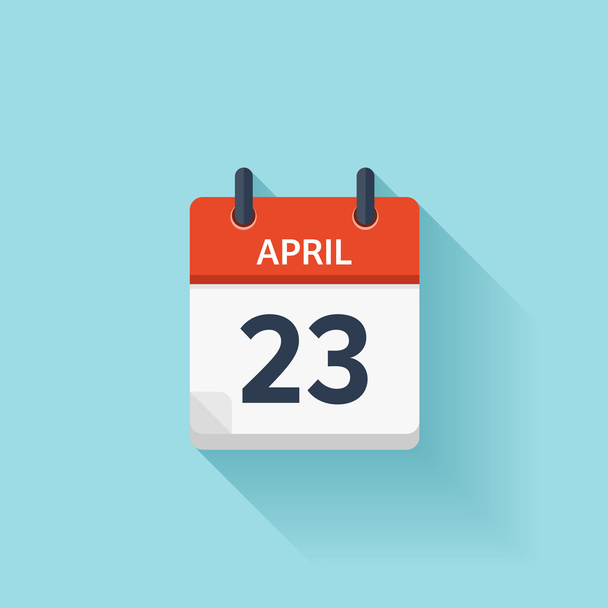 23 апреля. Векторный плоский ежедневный календарь. Дата и время, день и месяц. Праздник
. - Вектор,изображение