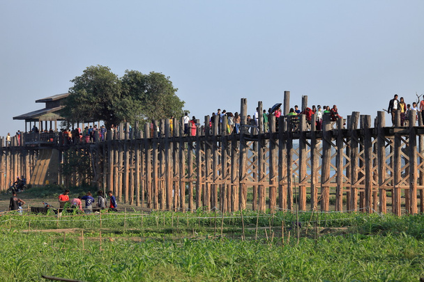 The U Bein Bridge at Mandalay in  Myanmar - Photo, Image