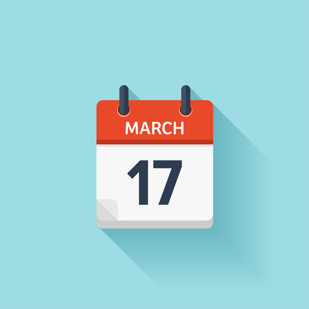 March 17. Vector flat daily calendar icon. Date and time, day, month. Holiday. - ベクター画像