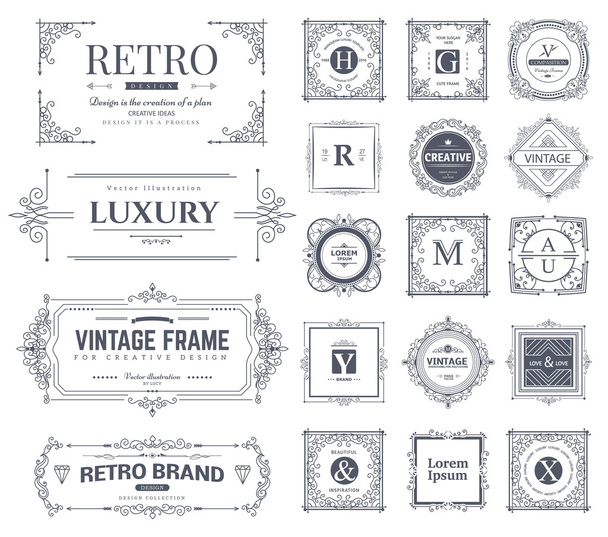 Collection of vintage ornaments - Vector, Imagen