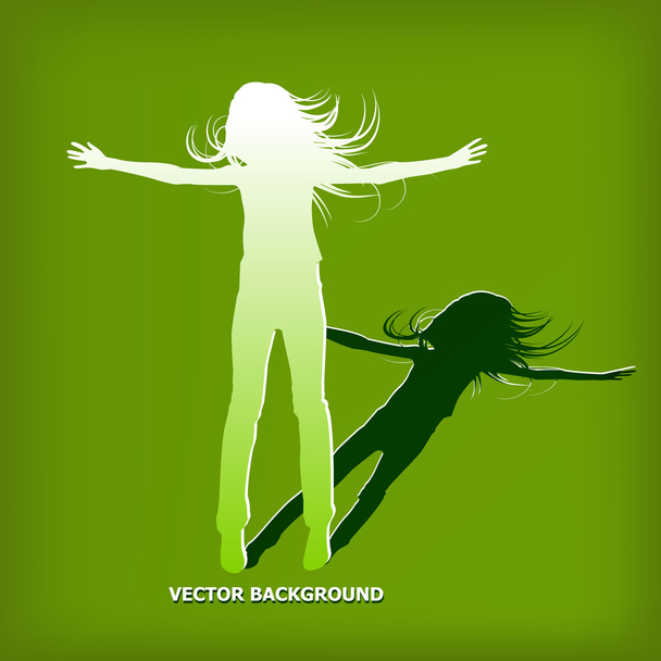 abstract silhouette girl which jump background - Vetor, Imagem