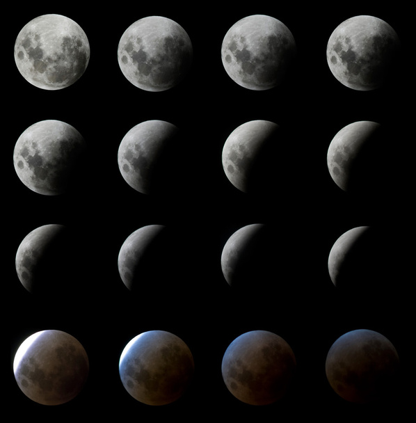 16 fázisok a Hold a napfogyatkozás - Fotó, kép