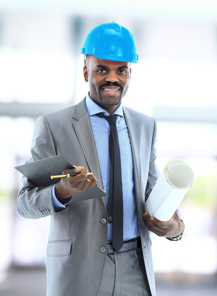 African american engineer a over white background - Photo, image