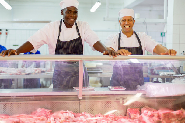 multiracial butchery co-workers - Zdjęcie, obraz