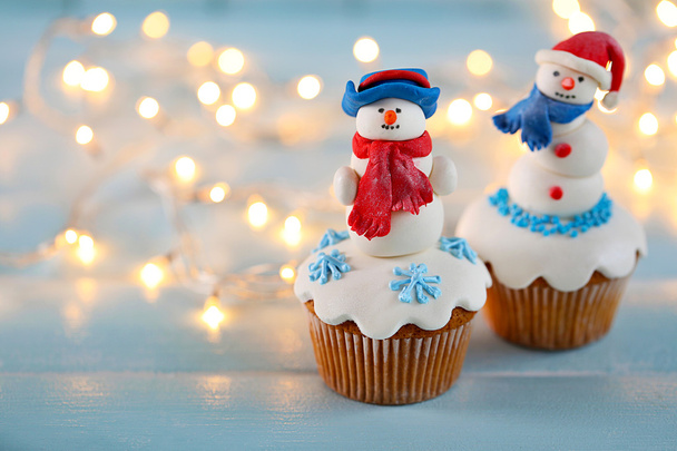 Christmas cupcakes with lights   - Foto, Imagen