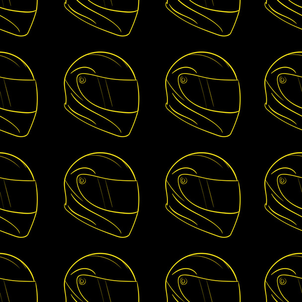 ヘルメットのシームレスな黄色の輪郭 - ベクター画像