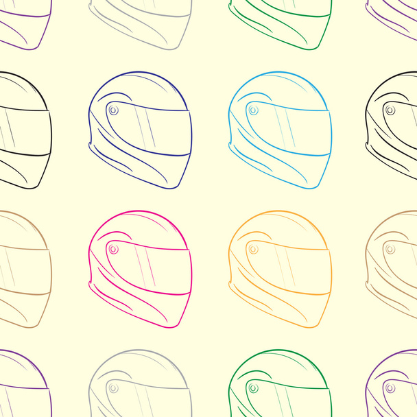 ヘルメットのシームレスな色輪郭 - ベクター画像