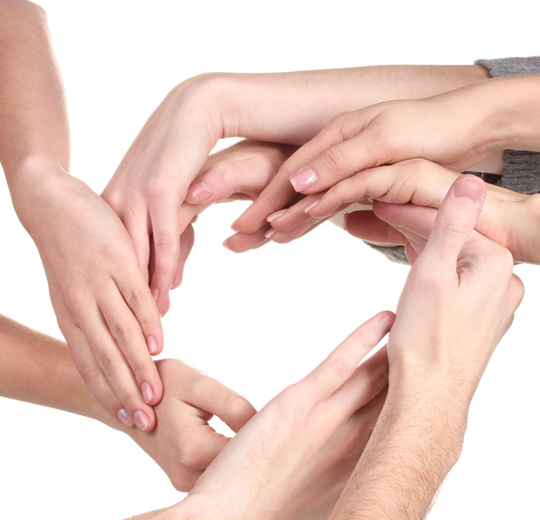 grupo de jóvenes 's manos aisladas en blanco
 - Foto, Imagen