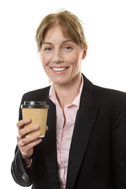 Business woman holding a takeaway cup - Фото, изображение