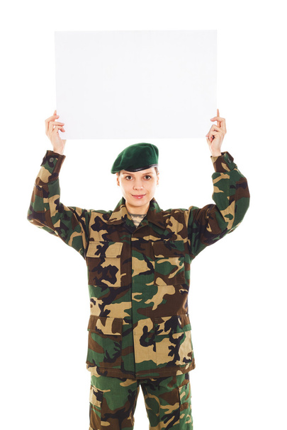 Katona lány a katonai egyenruhában - Fotó, kép