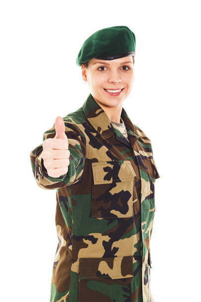Katona lány a katonai egyenruhában - Fotó, kép