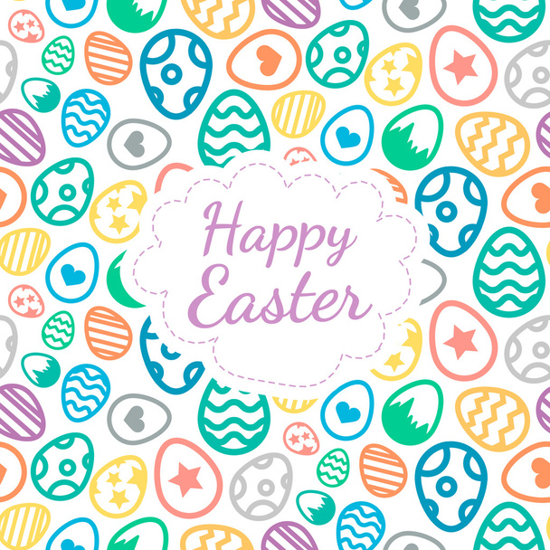 Happy Easter greeting card background color of the eggs seamless pattern - Vector, Image