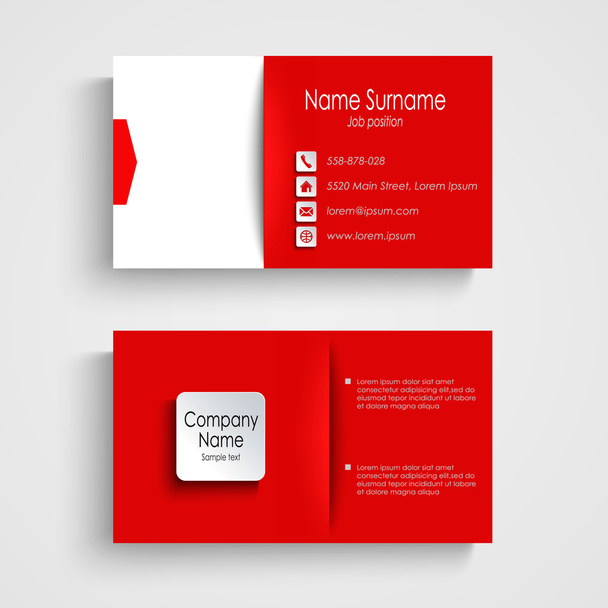 Business card with red white background template - Vector, Image
