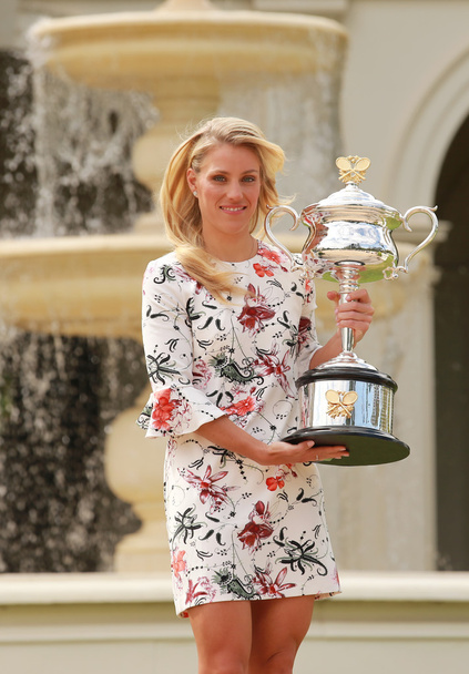 Grand Slam champion Angelique Kerber of Germany posing in Government House with championship trophy - 写真・画像