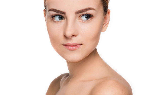The beautiful face of young woman with cleanf fresh skin - Foto, Imagem