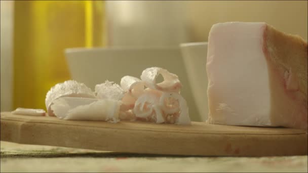Salted Pork Fat Salo and Shot Glasses with Vodka - Materiał filmowy, wideo