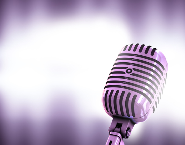 retro microphone on spotlight background - Photo, Image