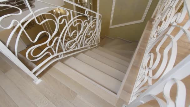 The staircase with wrought iron railing. - Footage, Video