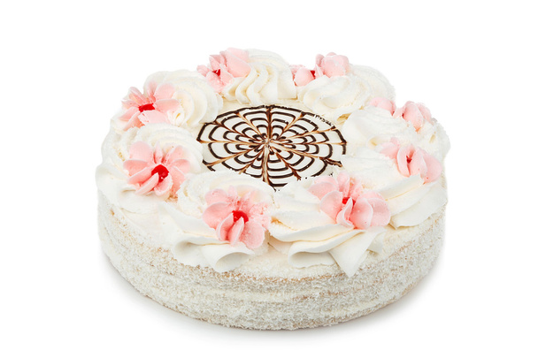 Kuchen mit cremefarbenen Blüten - Foto, Bild