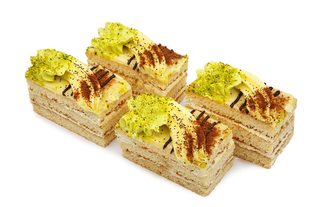 pastel de galletas decorado con plátano crema
  - Foto, Imagen