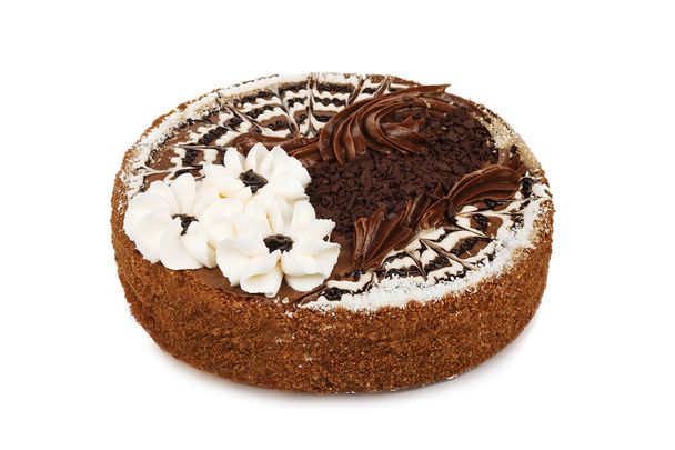 tort czekoladowy na białym tle  - Zdjęcie, obraz