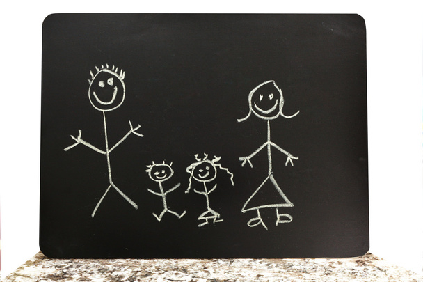 schattig schoolbord familie - Foto, afbeelding