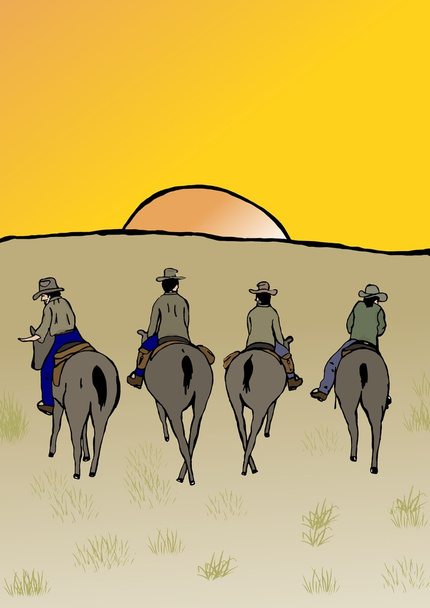 Cowboy riding a naplementében - Fotó, kép