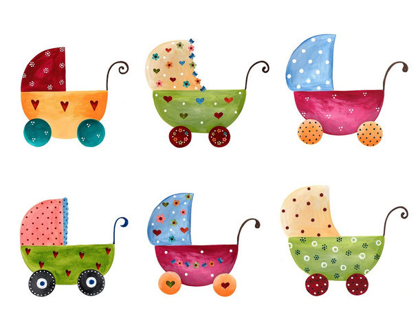 Bebek arabaları. Dekoratif elementler kümesi - Fotoğraf, Görsel