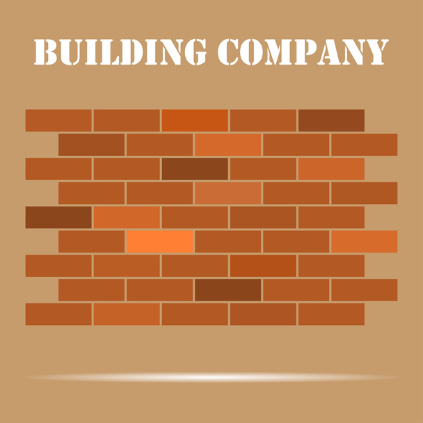Brick wall with a sign company. With shadow. On beige background - Vector, Image