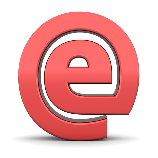 λαμπερό κόκκινο e-στο σύμβολο - Φωτογραφία, εικόνα