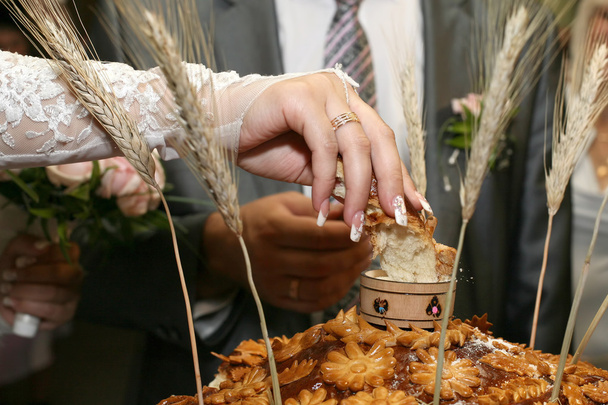 сіль наречена зламаний шматок весільного хліба
 - Фото, зображення