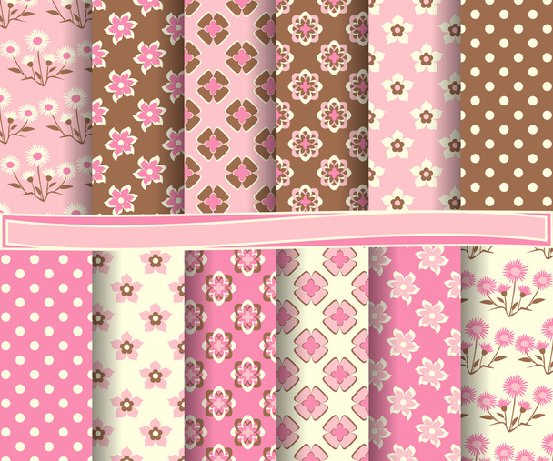set of abstract vector paper with floral patterns and decorative elements for scrapbook - Vecteur, image