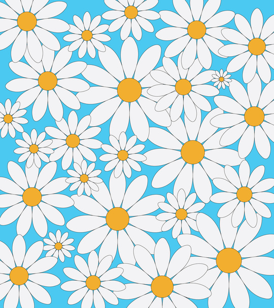 Daisy pattern on a blue background - Vector, imagen