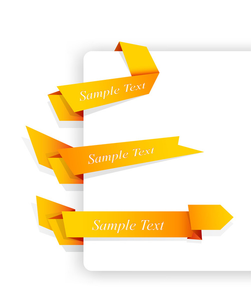 Set of orange origami ribbons for your text. - Vettoriali, immagini