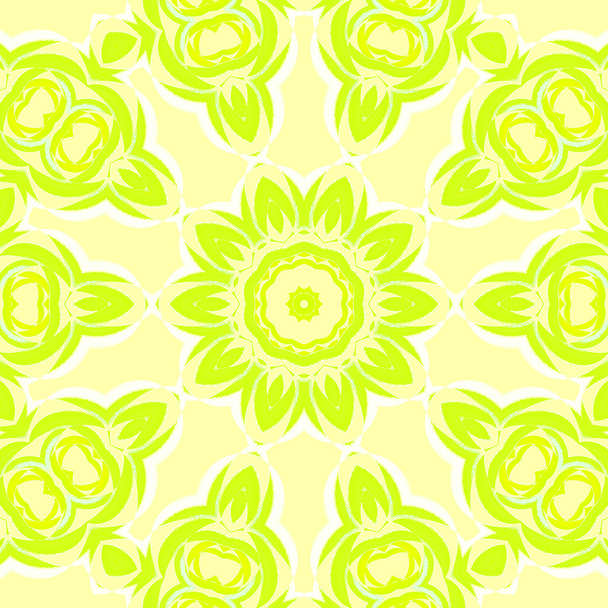 Seamless floral ornament yellow green - Photo, Image