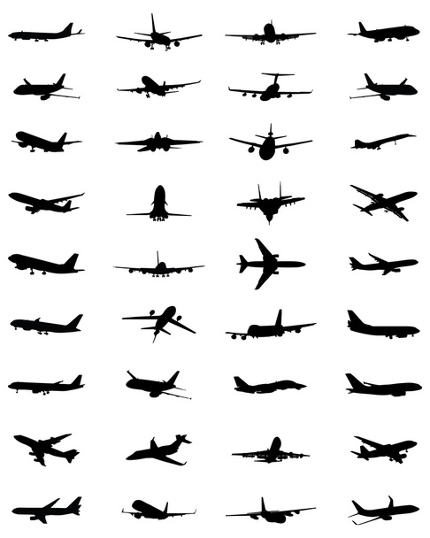 silhouettes of aircrafts - Vektör, Görsel