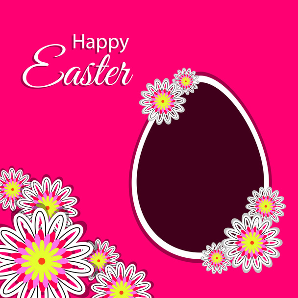 Easter Postcard With Flowers - Vector, Image